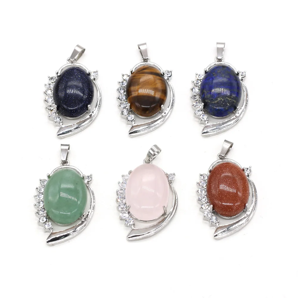 

Natural Stone Pendants Reiki Heal Lapis lazuli Opal Crystal Charms for Jewelry Making Women Design Necklace Earrings Crafts