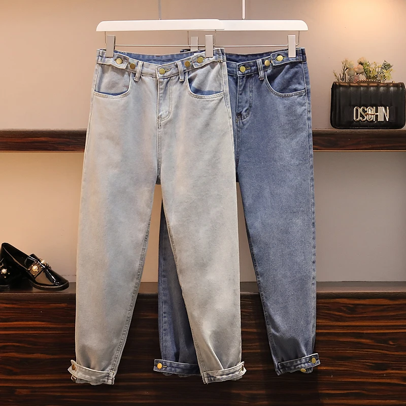 Женские джинсовые шаровары LIBERJOG синие свободные широкие брюки со средней Талией