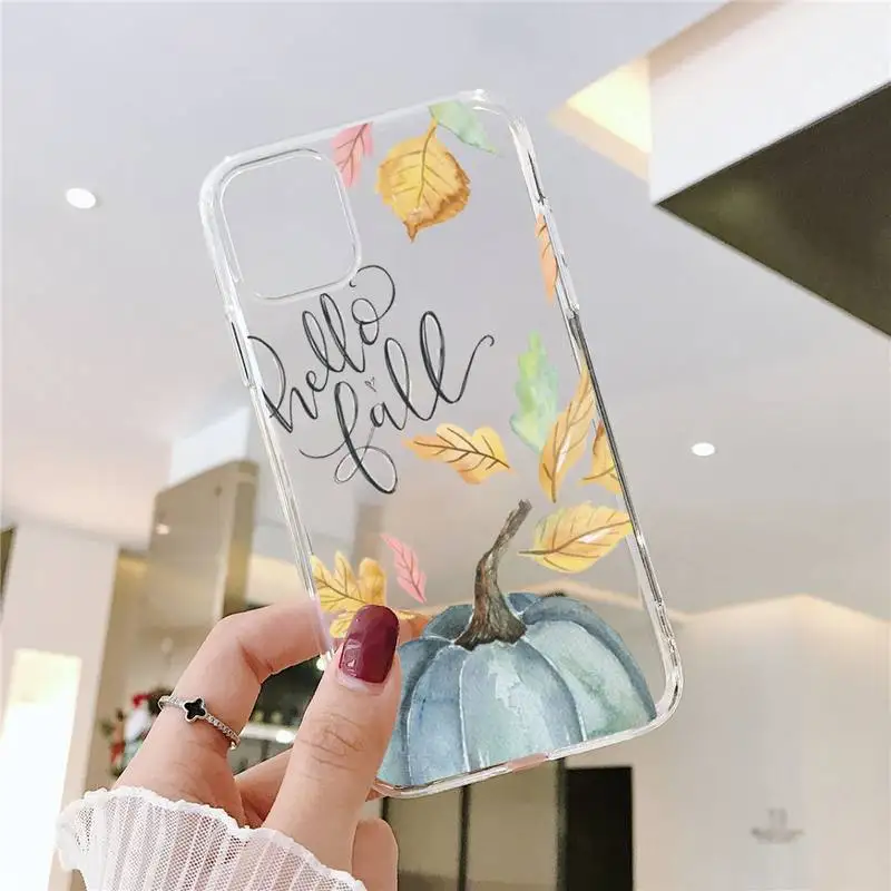 

Fall Inspired beautiful art painting Phone Case Transparent for iPhone 7 8 11 12 s mini pro X XS XR MAX Plus cover funda shell