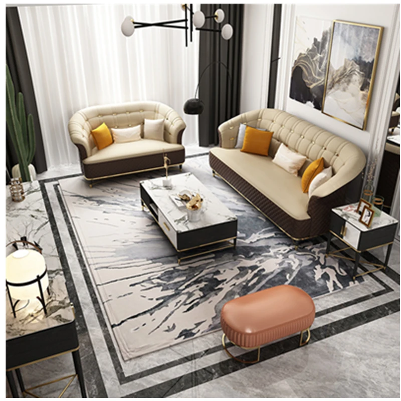 Современные кожаные диваны для гостиной отдыха простой скандинавский