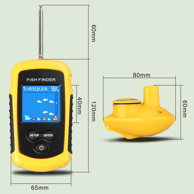 Wireless/Wired Fish Finder for Fishing HD 40M Water Depth Portable RW | Спорт и развлечения