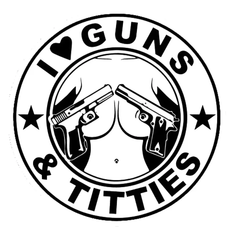 Оригинальные креативные автомобильные наклейки I Love Guns and Titties автостайлинг