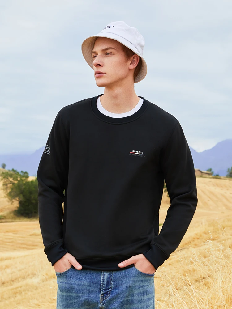 Мужские повседневные толстовки Pioneer Camp черные с круглым вырезом и длинными