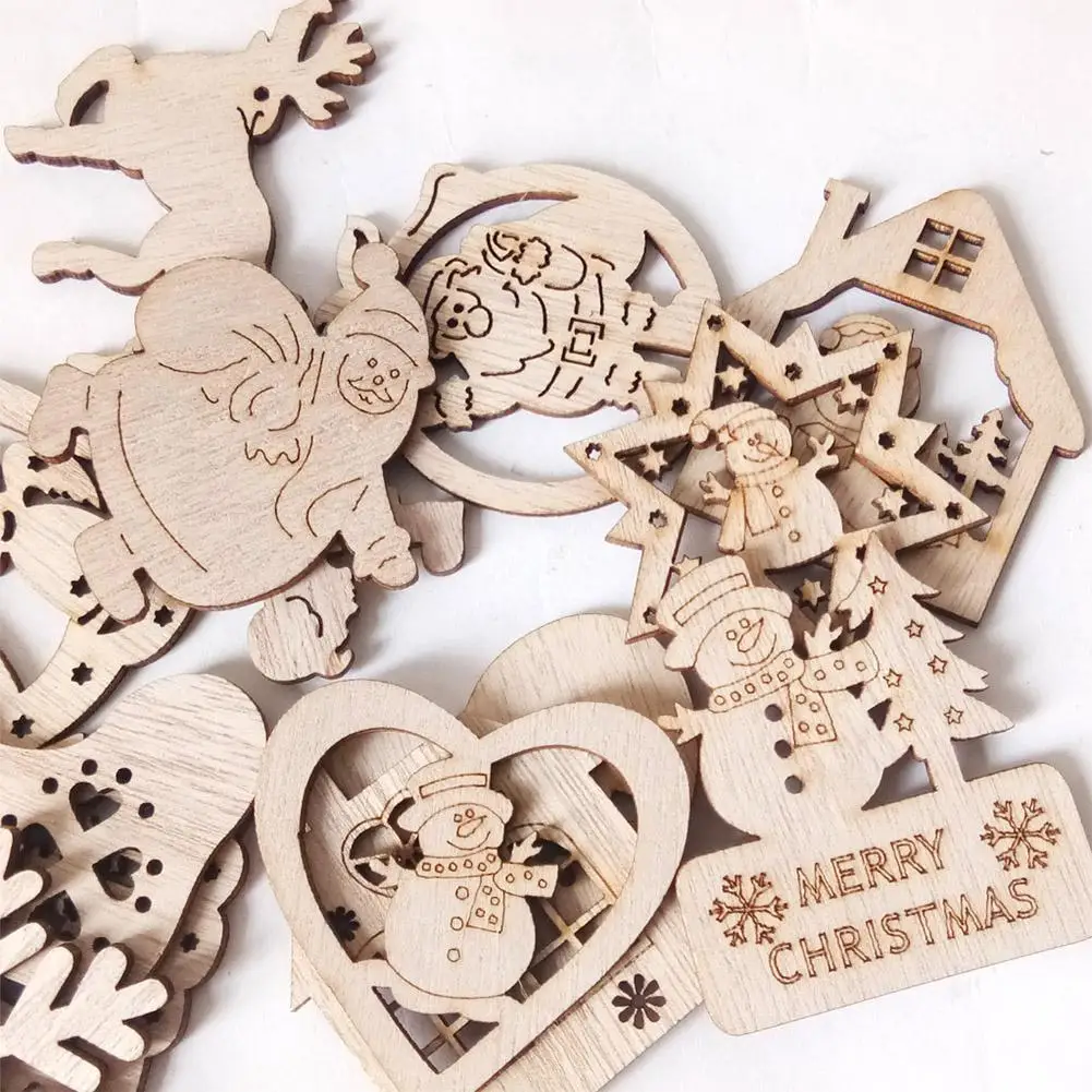 DIY горячий деревянный чипборд Рождественская елка подвесной кулон Новогодние