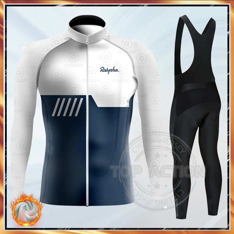 

Cycling Wear 2021 Winter Warm Fleece Jersey Bib Pants Ropa Ciclismo Invierno Bicycle Men's Suits Wool Shirts Bike Clothing Sets