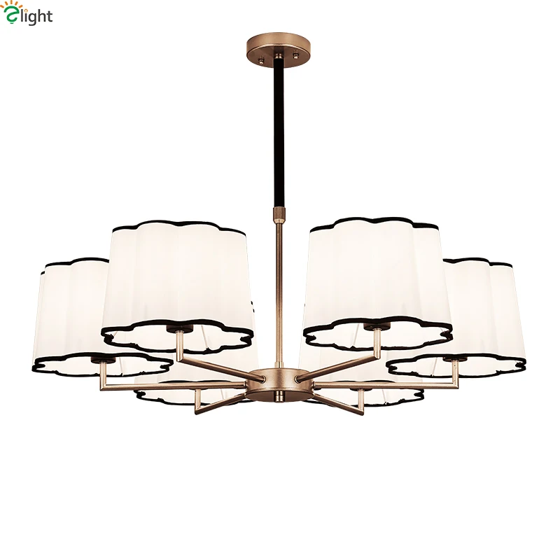 

Modern Nickel Led Chandeliers Lighting Living Room Flower Fabric Led Pendant Chandelier Lights Dining Room Hanging Lamp Fixtures
