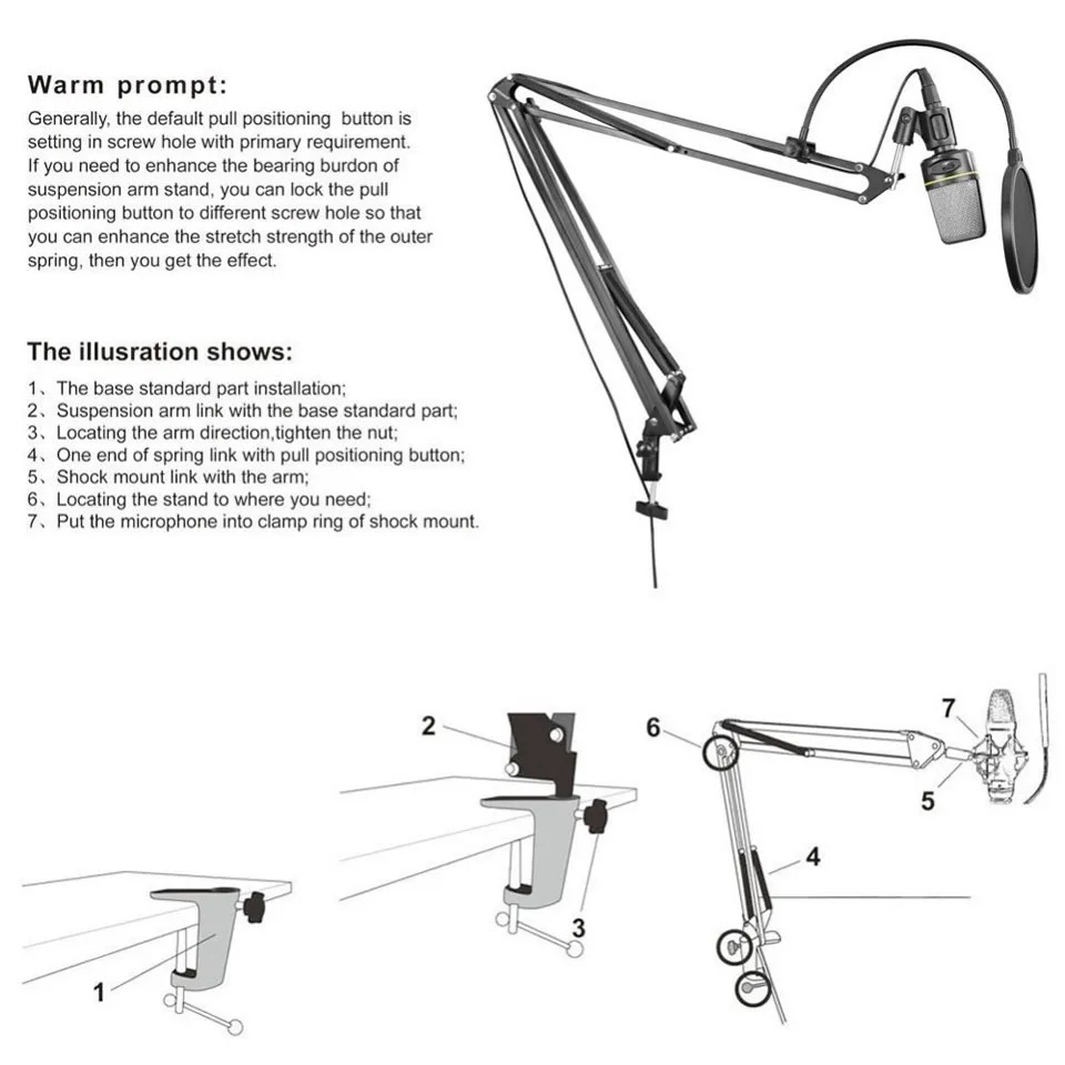 

OUTMIX Heavy Duty Microphone Stand Extendable Suspension Boom Scissor Arm Stand with Shock Mount Dual Layered Mic Pop Filter