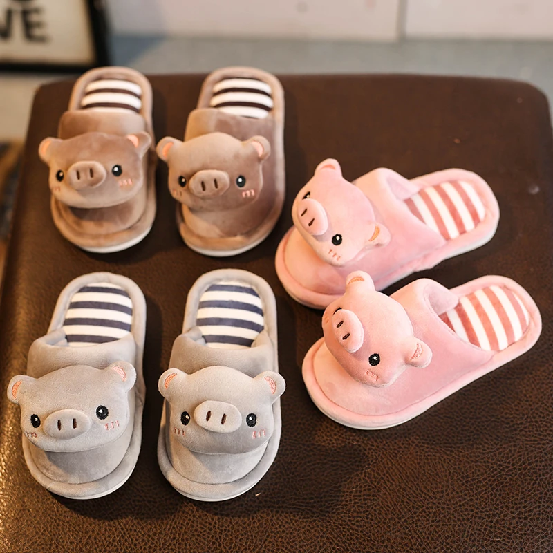 Домашние детские хлопковые тапочки Симпатичные Мультяшные свиньи Детские