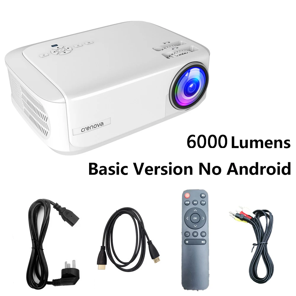 Basic Version CRENOVA новейший Full HD 1080P Android 7.1OS проектор с Wi-Fi Bluetooth 6000 люмен яркость видео проектор(2G 16G - Цвет: Basic Version