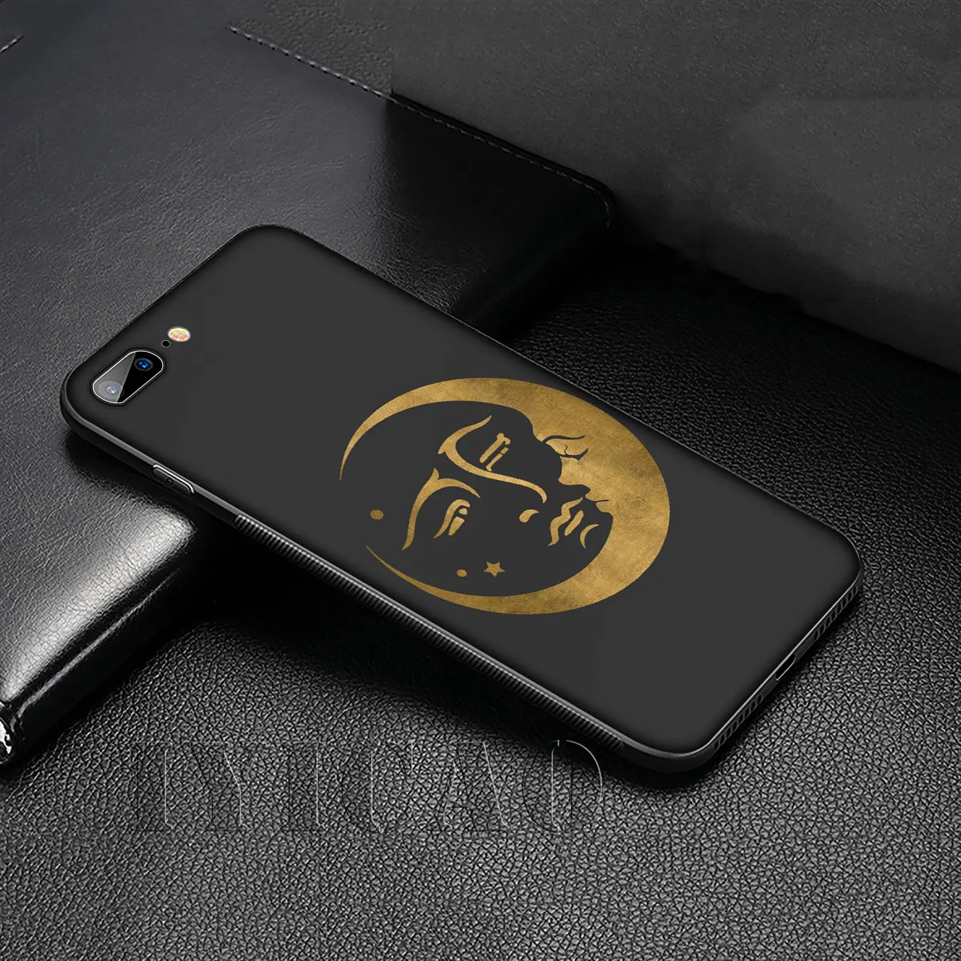 IYICAO Gold moon and Sun Aesthetic Soft Silicone Cover Case for iPhone 11 Pro XR X XS Max 6 6S 7 8 Plus 5 5S SE Black Phone |