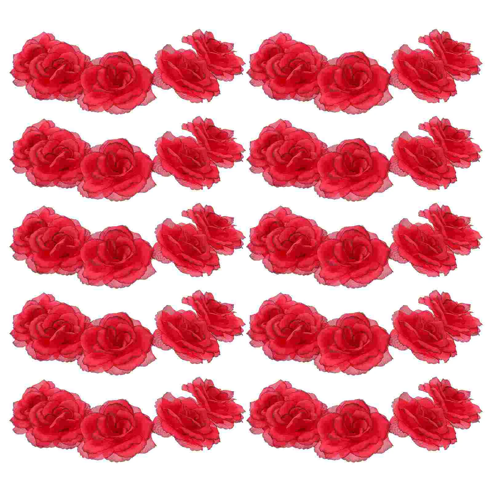 

50Pcs Simulation Rose Heads Silk Rose Embellishment Scene Layout Ornament
