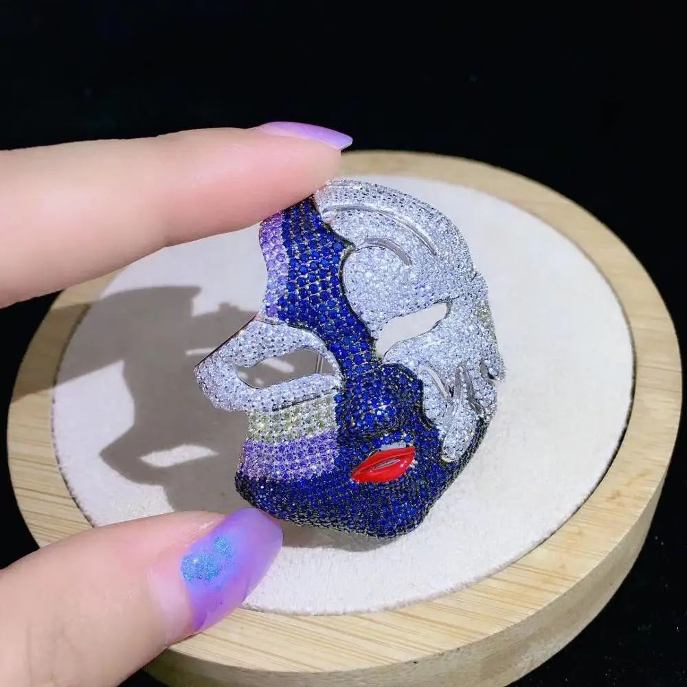 cubic zircon mask brooch unisex jewelry 925 sterling silver fine women men free shipping high quality | Украшения и аксессуары