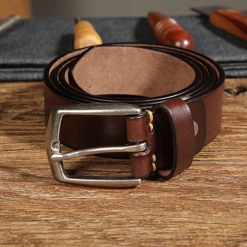2021New Genuine Leather For Men's High Quality Buckle Jeans Cowskin Casual Belts Business Cowboy Waistband Male Fashion Designer