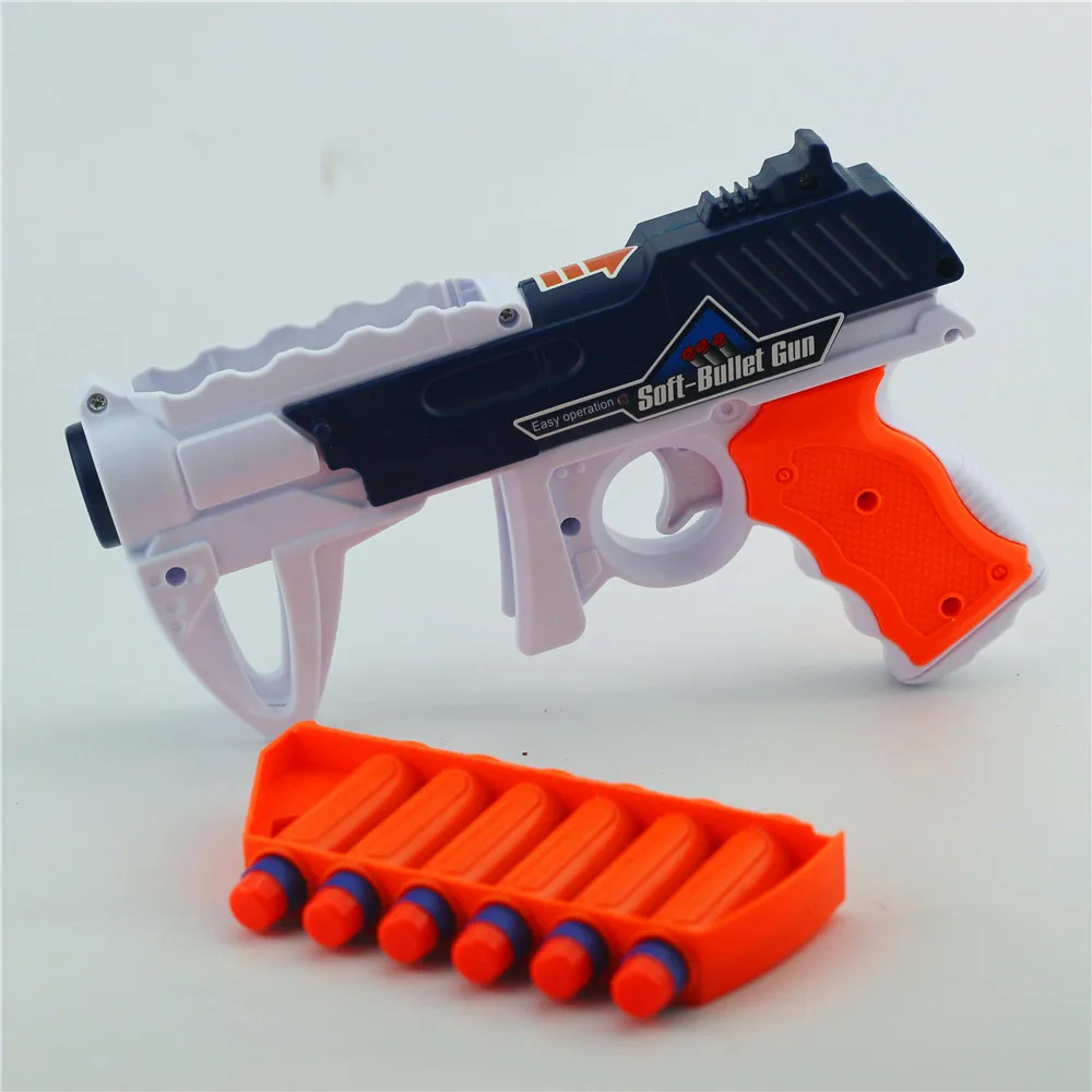 6 стрелочный ручной мягкий пулевидный пистолет костюм для Nerf пули игрушечный пистолет Дротика бластерный игрушечный пистолет для детей - Цвет: Синий
