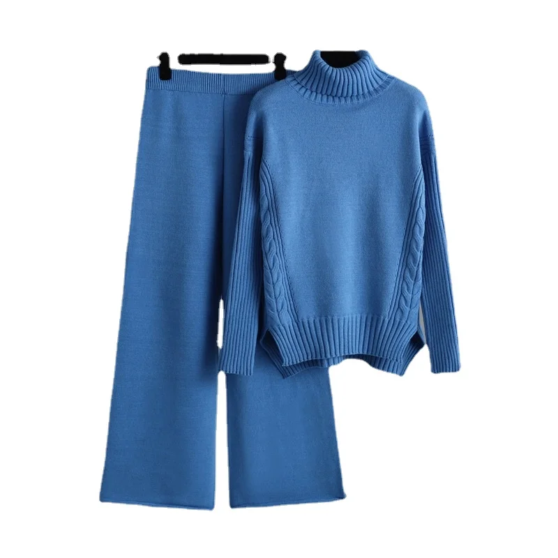 Новинка осенне-зимний модный комплект свитер Женский вязаный и свободные брюки с