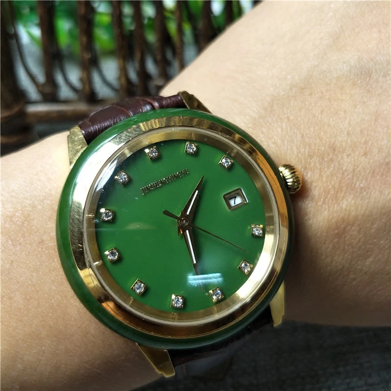 Hetian jade часы нефритовые механические Xinjiang натуральные мужские чтобы отправить