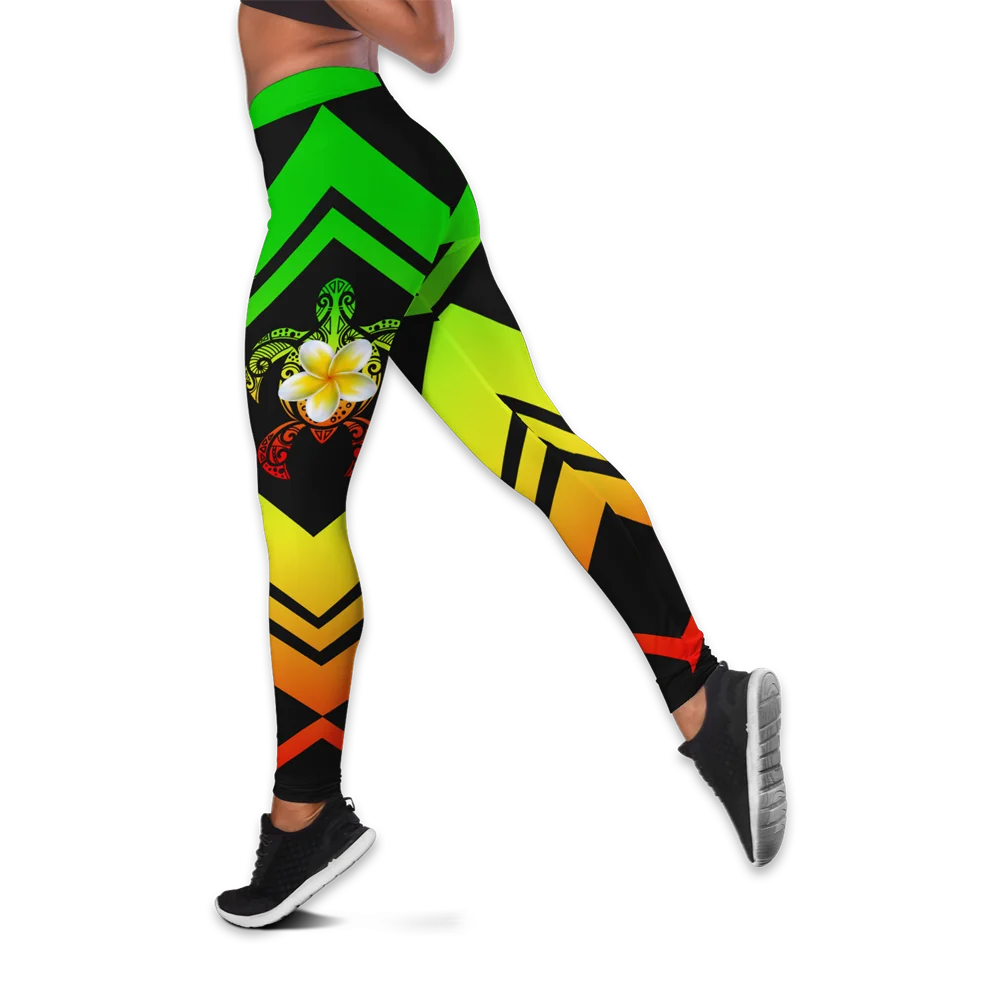 

Amazing Polynesian Sea Turtle Tattoo & Flowers 3D All Over Printed Legging & Tank top Sexy Elastic Female Skinny Leggings