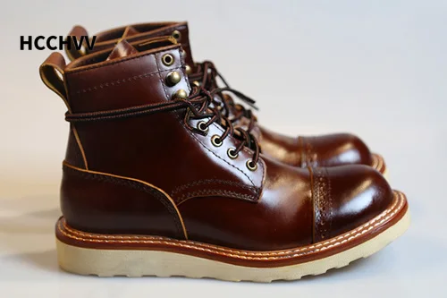 Армейские ботинки ручной работы Кожаные с лицевым покрытием Черные в Военном