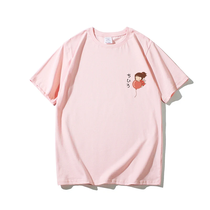 Женская футболка с рисунком унесенных призраков розовая модная милая рубашка