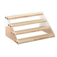 diy wooden panel riser spices condiments rack blind box display rack desktop trapezoidal display stand
