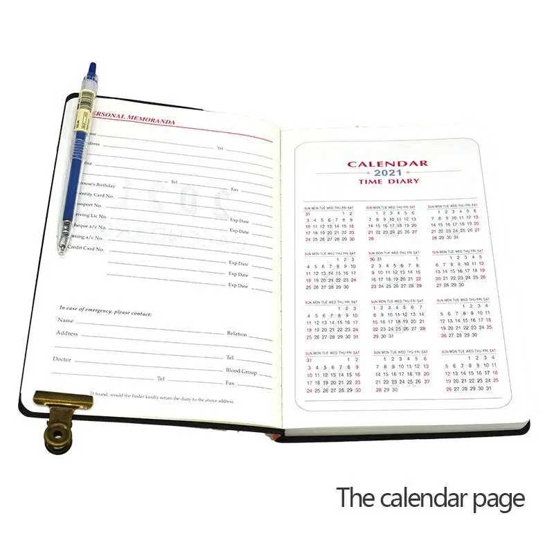 

Agenda 2021 A5 Planner English Language Leather Soft Cover Notebook Stationary Diary Thickened Account Book Office For School