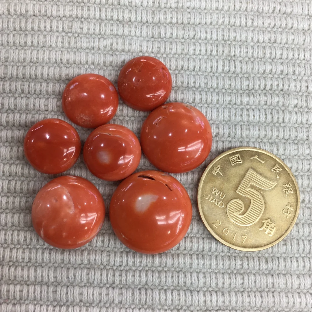 Wholesale Natural Momo Coral Ring Face Loose Jewelry Pairing DIY Material Customized Fashion Flawless Pink Orange Red Sphere