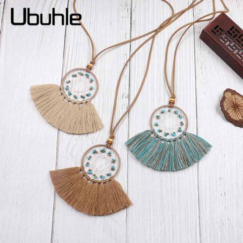 Женское ожерелье с длинной кисточкой Ubuhle Boho богемное готическое подвеской в