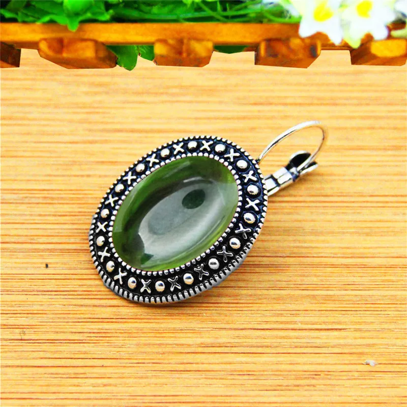 Oval Transparent Crystal Jewelry Set Antique Silver Plated Necklace Earrings Bracelet Fashion Jewelry TS416