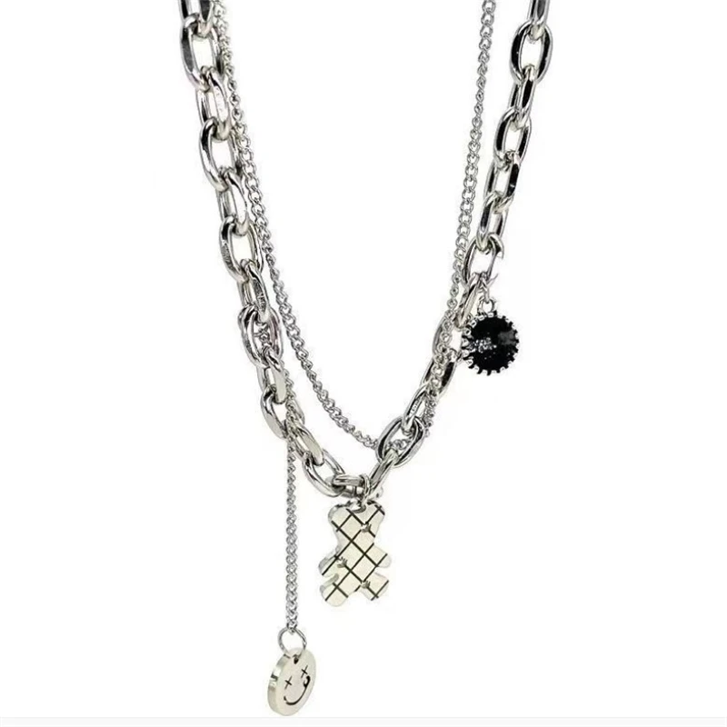 

Wild sweater chain simple cute bear necklace female ins hip-hop smiley face pendant necklace girl necklace wholesale