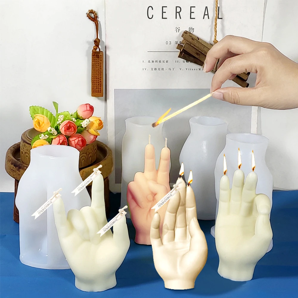 

3D Creative Gesture Silicone Candle Mold DIY Victory OK Gesture Handmade Candle Plaster Decoration Supplies Mold Cake MoldTool