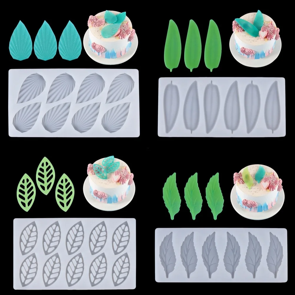 

DIY Crystal Epoxy Resin Fondant Cake Decoration Silicone Mold Variety of Leaf Shape Chocolate Plug-in Silicone Mold