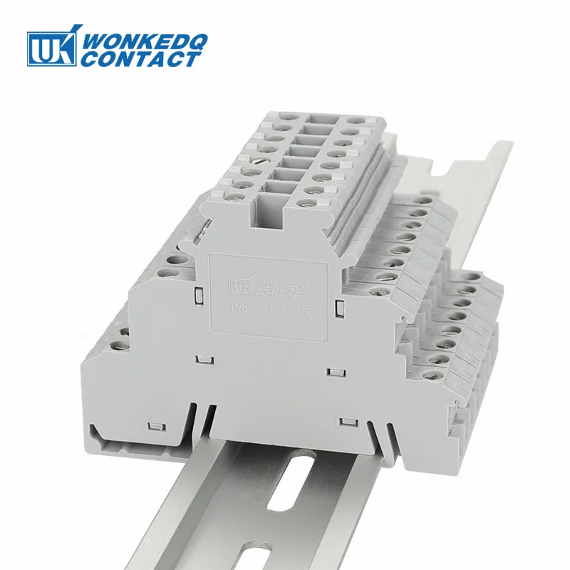 10Pcs DIKD1.5 Three Layer 3 Level Sensor Actuator 6-Conductor Triple Wire Electrical Connector DIN Rail Terminal Block DIKD 1.5