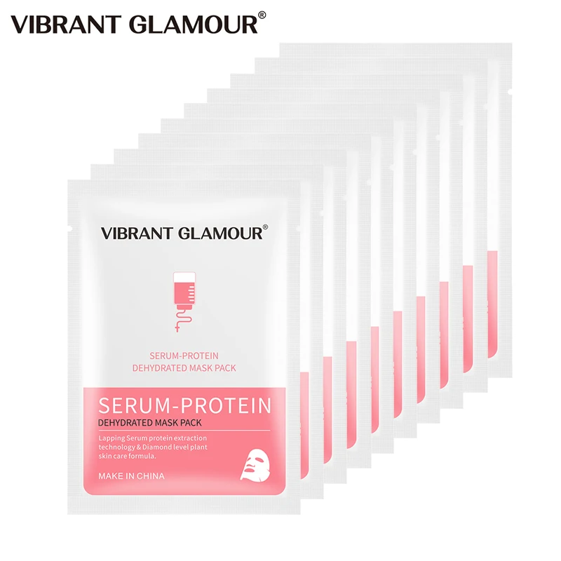 

VIBRANT GLAMOUR Serum Protein Anti-allergy Mask Anti Acne Marks Relieve Redness Whitening Moisturizing Lift Firming Care 10PCS