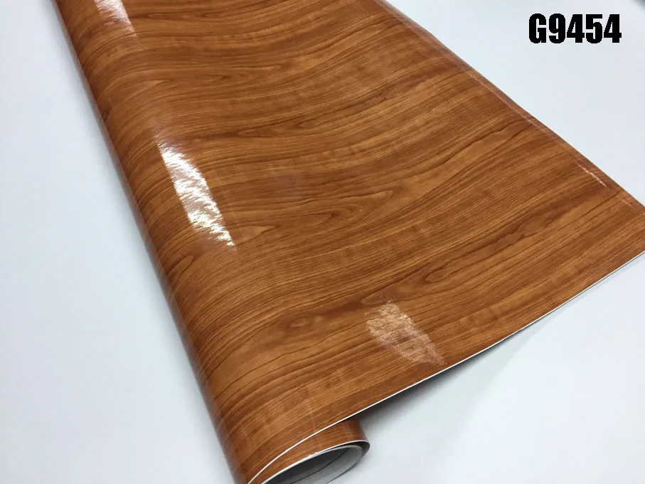 High Glossy Wood Grain Textured Vinyl Sticker Decal Roll Car Interior DIY Film Wrap Automobiles Waterproof Vinyl 7 Sizes Choice