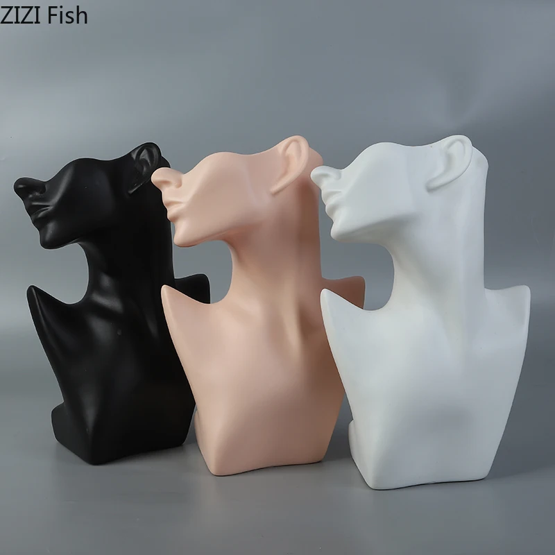 

Half Face Figure Statue Ornaments Goddess Figurines Jewelry Display Plastic Model Desk Decor Crafts Statuette Home Decoration