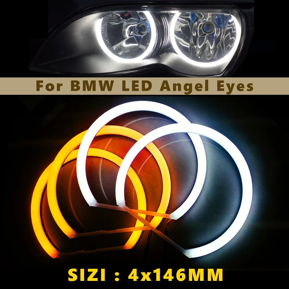 4x146 мм Двухцветные светодиодные кольца с ореолом для BMW E46 Vorfacelift 1998 2001 хлопок