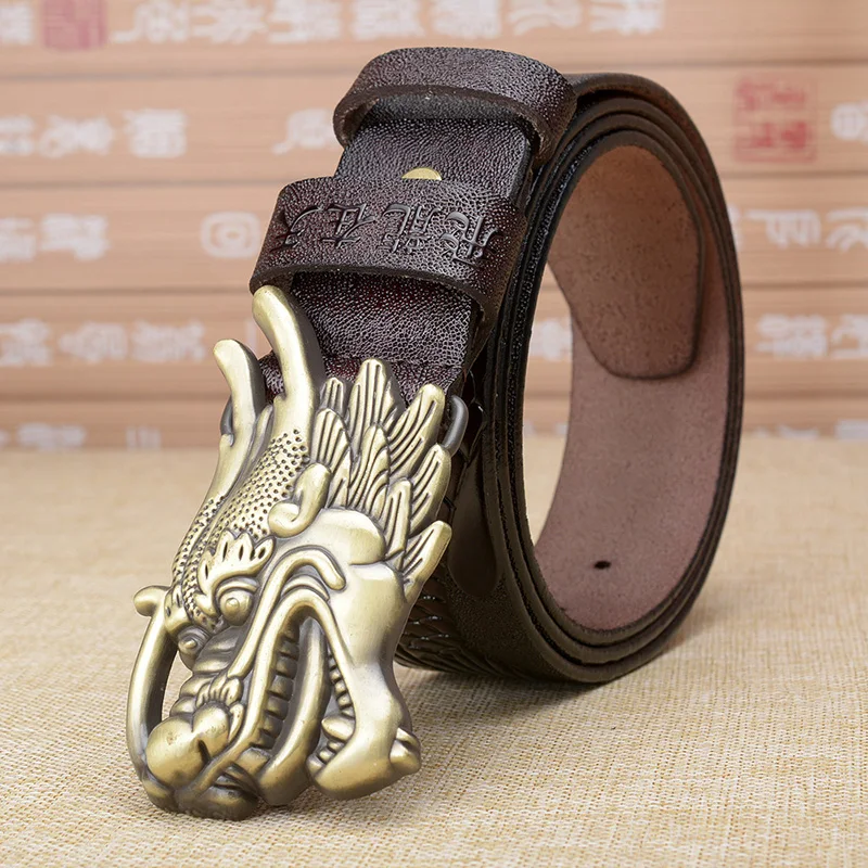 Новый роскошный китайский дракон мужской пояс из натуральной кожи ремень