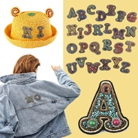 26 letters rhinestones alphabet abc sew iron on patches handmade zircon badges for name diy dress jeans appliques decoration