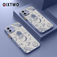 luxury cartoon astronaut matt hard phone case for iphone 11 12 pro max mini x xs xr 7 8 plus se 2 2020 silicone shockproof cover