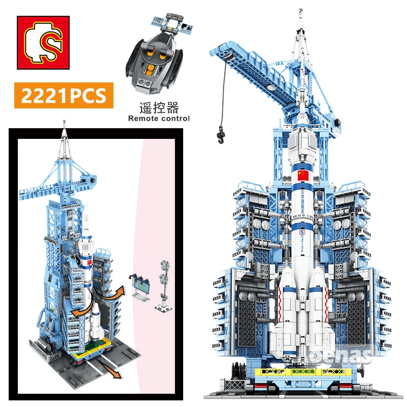 

Sembo Moc High-tech China Aerospace Spaceship Shuttle Rc Rocket Launcher Tower Building Blocks Large Model Kid Toy Children Gift