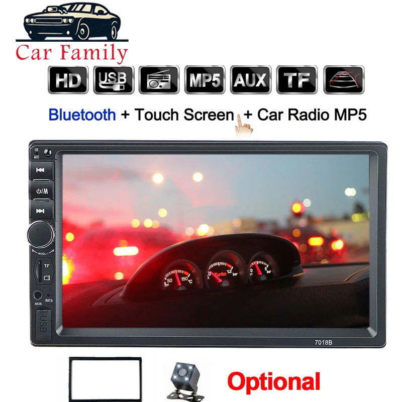 Автомагнитола 2DIN с сенсорным экраном 7 дюймов MP5-плеер Bluetooth сабвуфером камерой