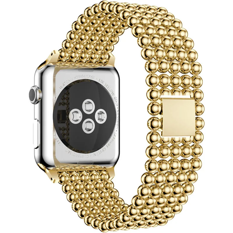 Модный простой ремешок для Apple Watch 5, 38 мм, 40 мм, 42 мм, 44 мм, бусины из нержавеющей стали для iWatch серии 1, 2, 3, 4, браслет на ремне