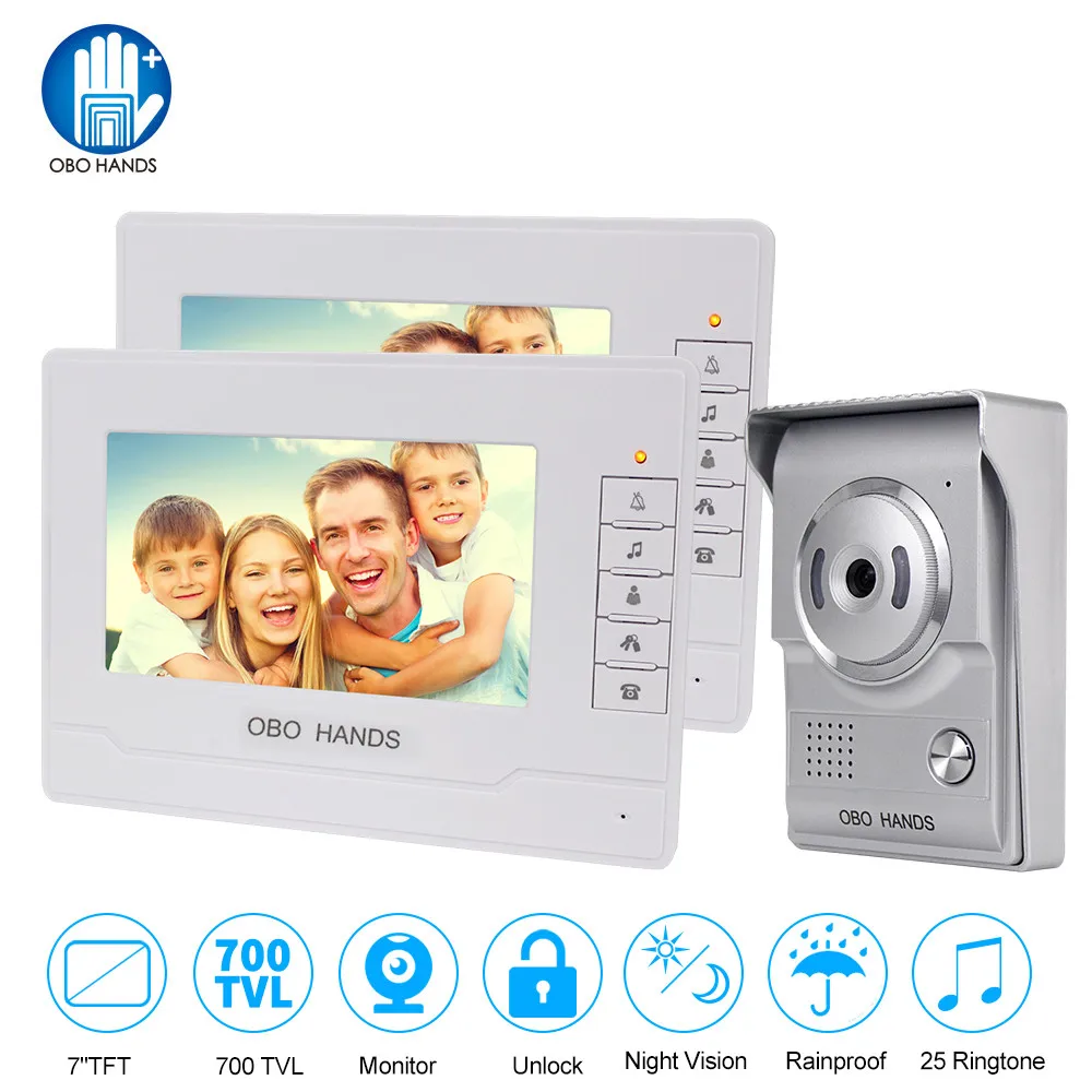 7 &quotTFT цветной видеодомофон система проводной дверной звонок Домофон монитор