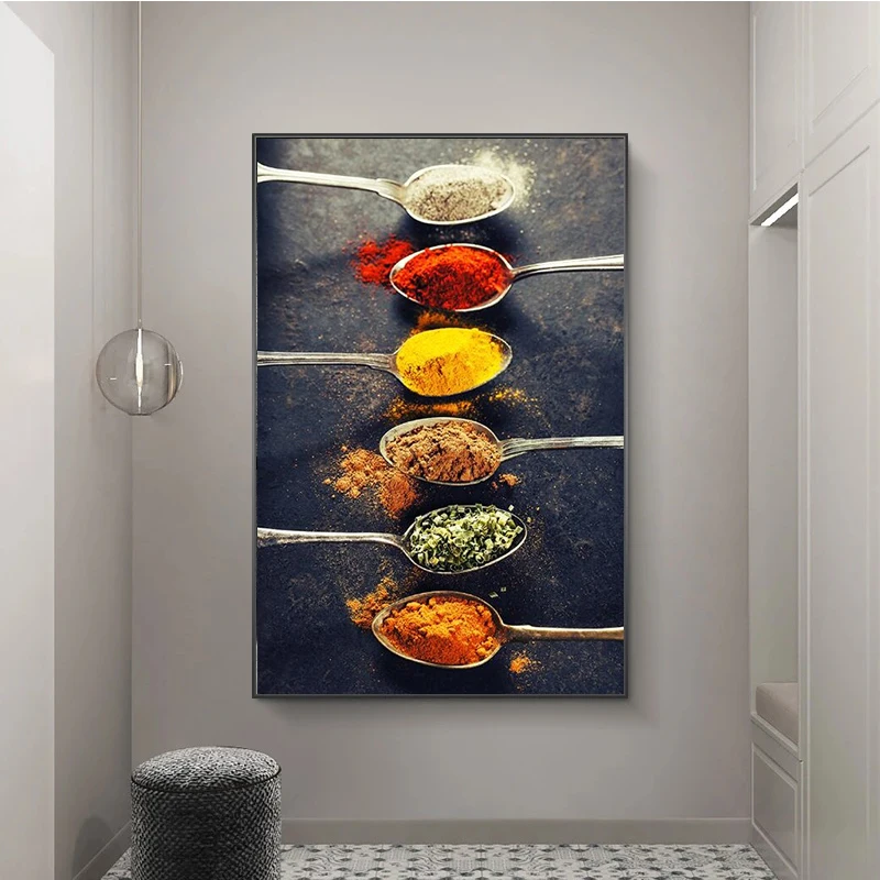 

Keuken Koken Lepel Thema Kruiden Gourmet Canvas Olieverf Home Collectie Schilderen Wall Art Keuken Decoratie Schilderen