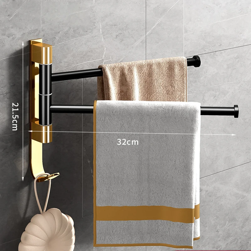 towel holder rack wall mounted fold swivel bathroom punch free aluminum 2345 bar sticky bathrobe kitchen rotatable accessorie free global shipping