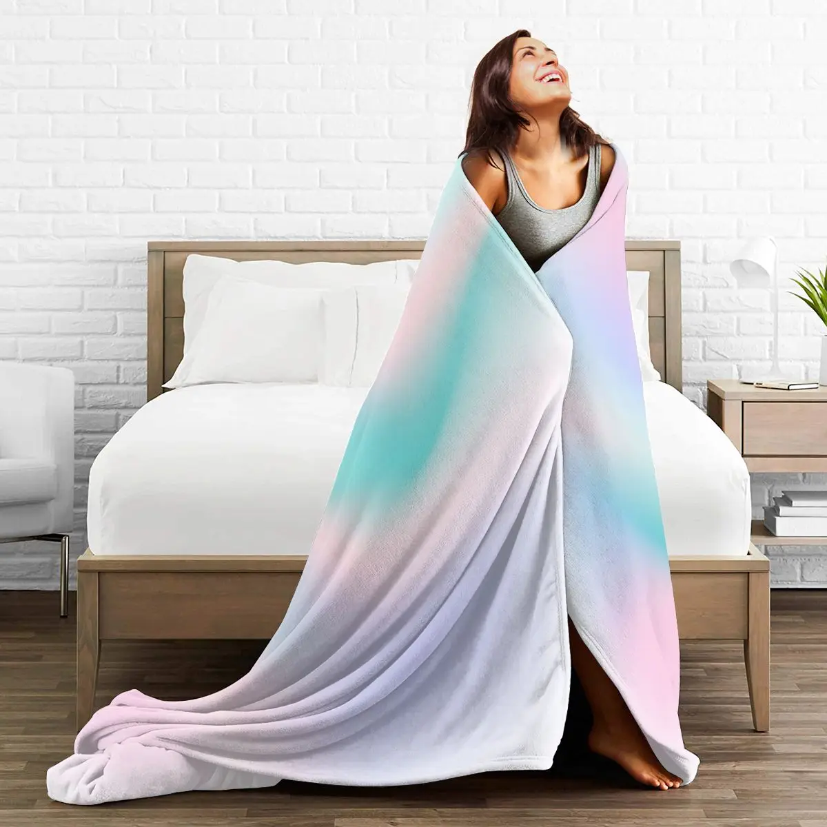 

Flannel Blanket Abstract Colorful Pastel Ultra-Soft Micro Fleece Blanket for Bathrobe Sofa Bed Travel Home Winter Spring Fall