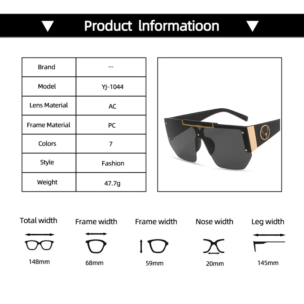 

Square Men Plastic Sunglasses Classic Women Flat Top Half Frame Sun glasses Siamese Lens Gradient Eyeglasses UV400 New Product