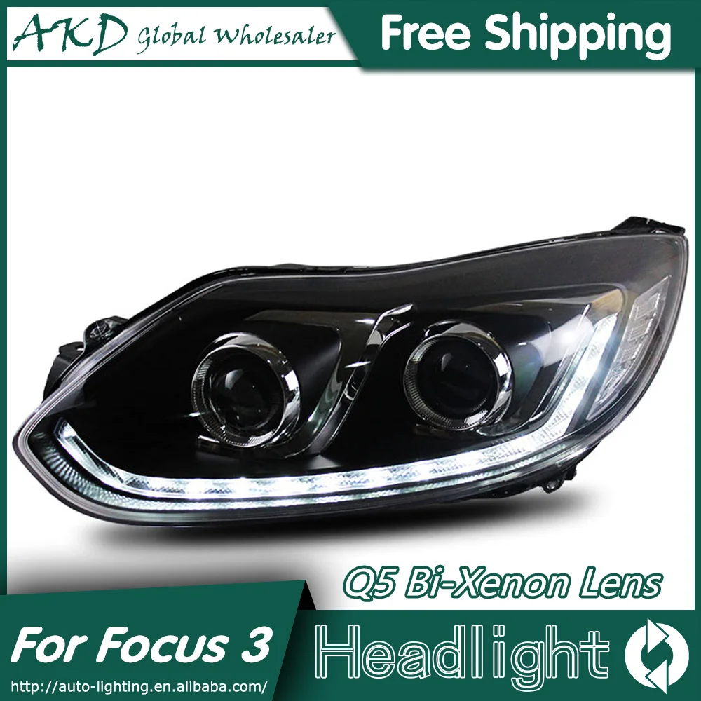 AKD автомобильный Стайлинг фары для Ford Focus 2012-2014 3 СВЕТОДИОДНЫЙ DRL биксеноновый