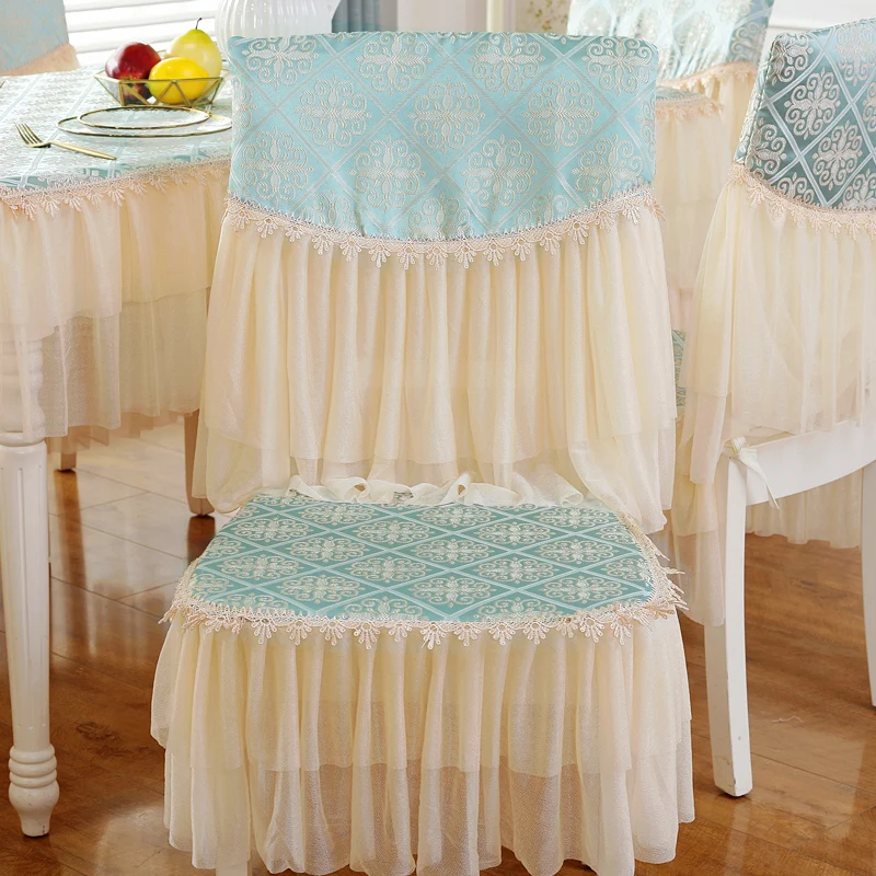 Кружевная юбка в сельском стиле прямоугольная синяя белая скатерть для стола