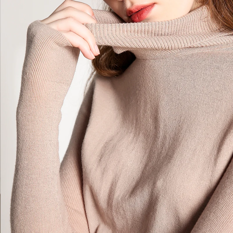 

Fall/Winter New 100% woolen sweater turtleneck pullover sweater women's long sleeve base slim solid color sweater